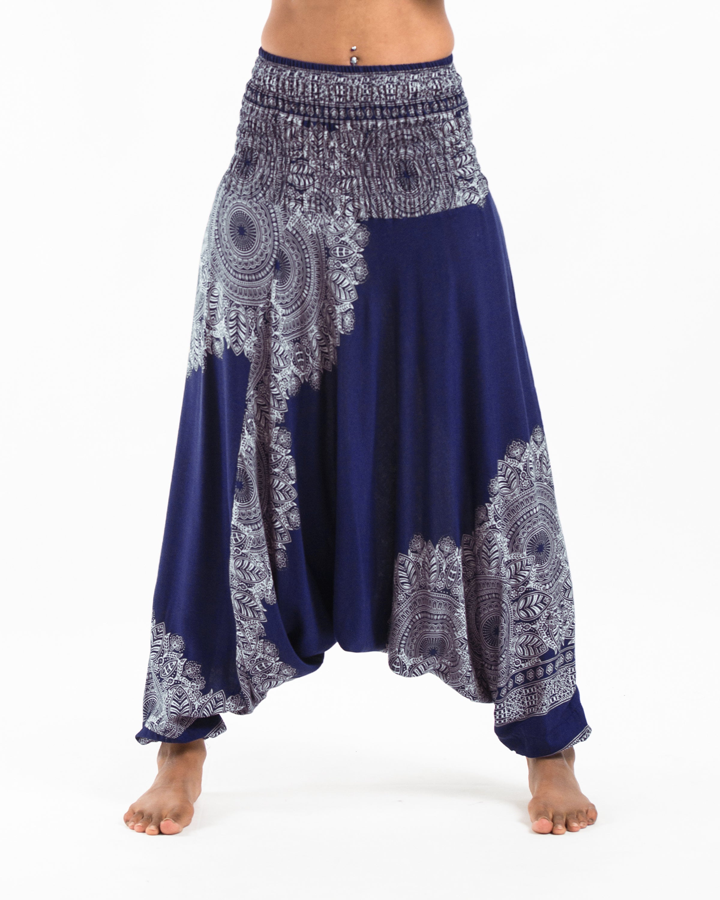 Floral Mandalas 2-in-1 Jumpsuit Harem Pants in Blue