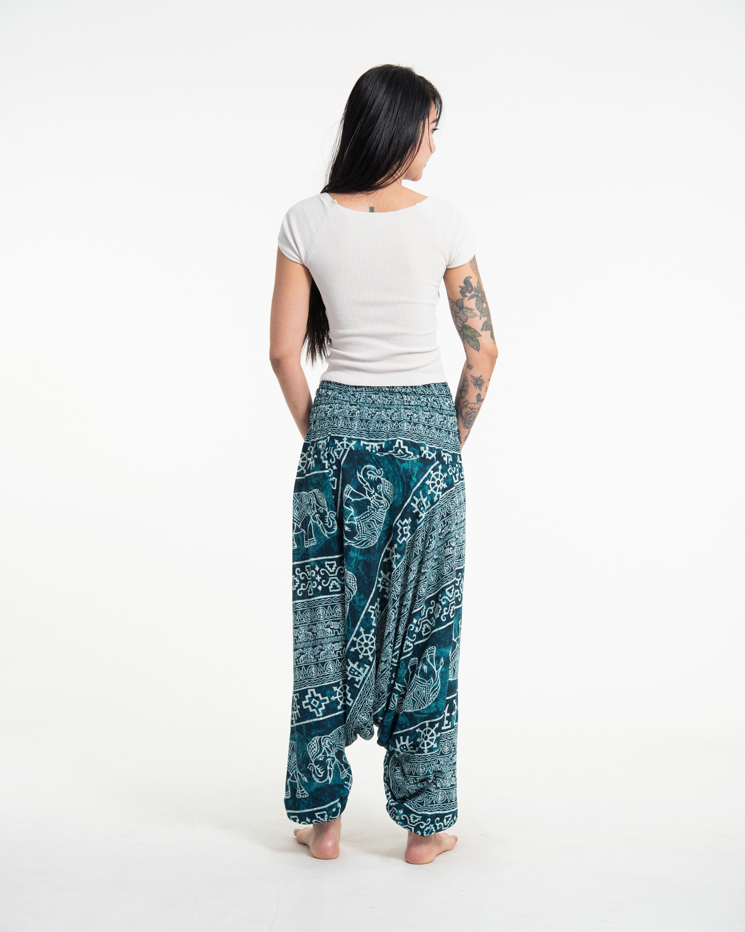 Marble Elephant 2-in-1 Jumpsuit Elephant Pants in Turquoise