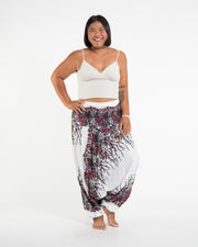 Plus Size Floral 2-in-1 Jumpsuit Harem Pants in White