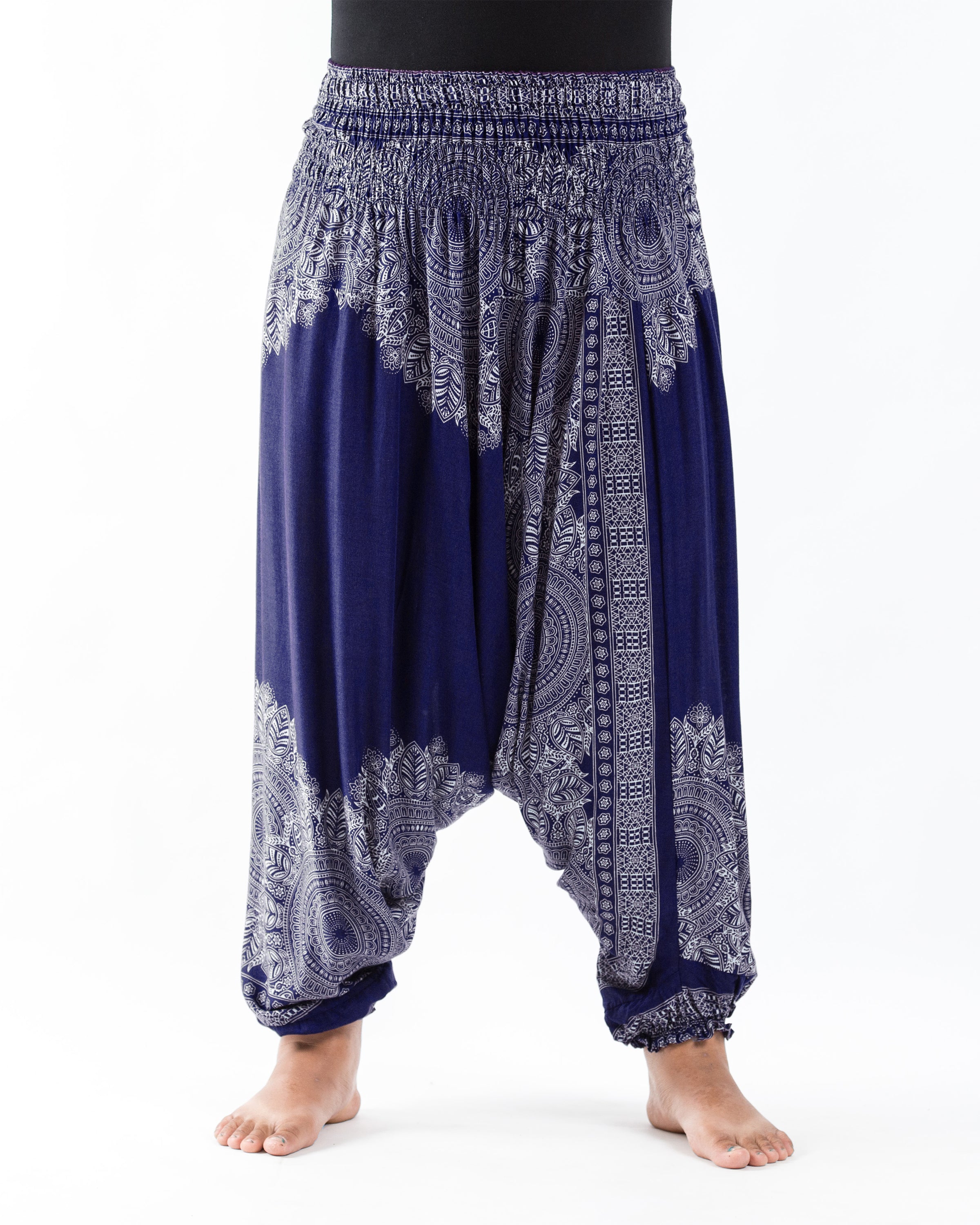 Plus Size Floral Mandalas 2-in-1 Jumpsuit Harem Pants in Blue