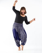 Plus Size Floral Mandalas 2-in-1 Jumpsuit Harem Pants in Blue