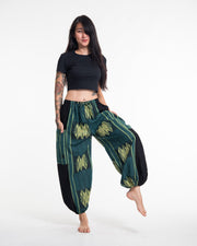 Two Tone Thai Hill Tribe Fabric Women's Cotton Pants in Teal