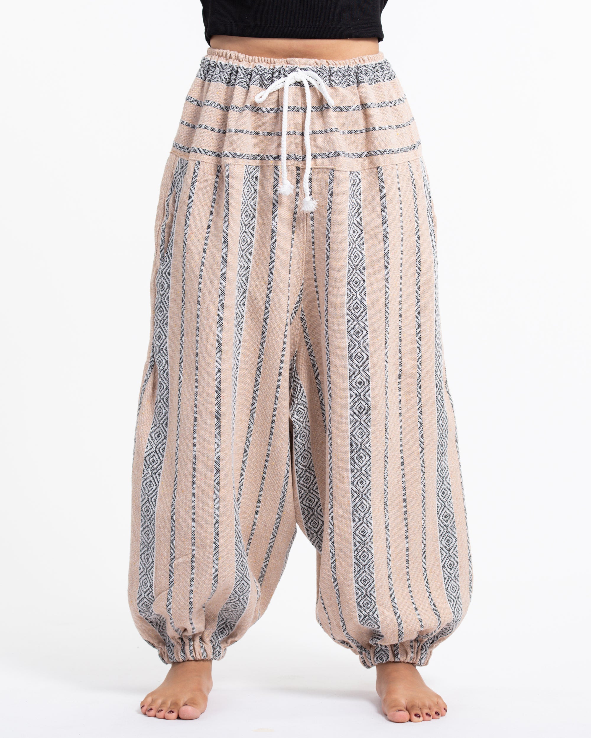 Women's Hill Tribe Low Cut Balloon Pants In Beige Gray