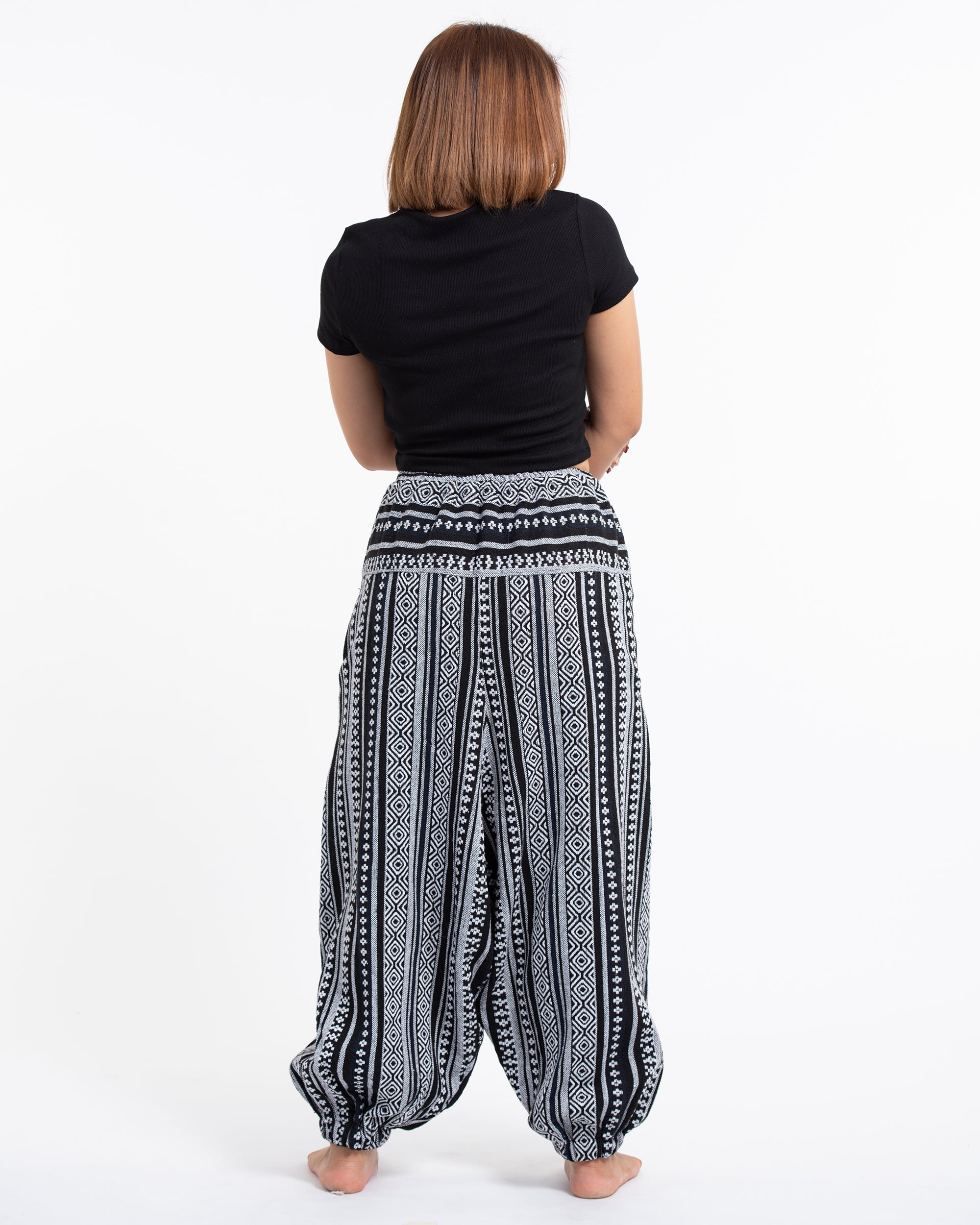 Women's Hill Tribe Low Cut Balloon Pants In Black White