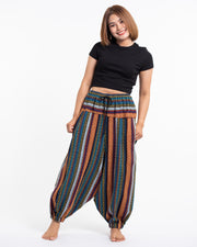 Women's Hill Tribe Low Cut Balloon Pants In Blue Orange