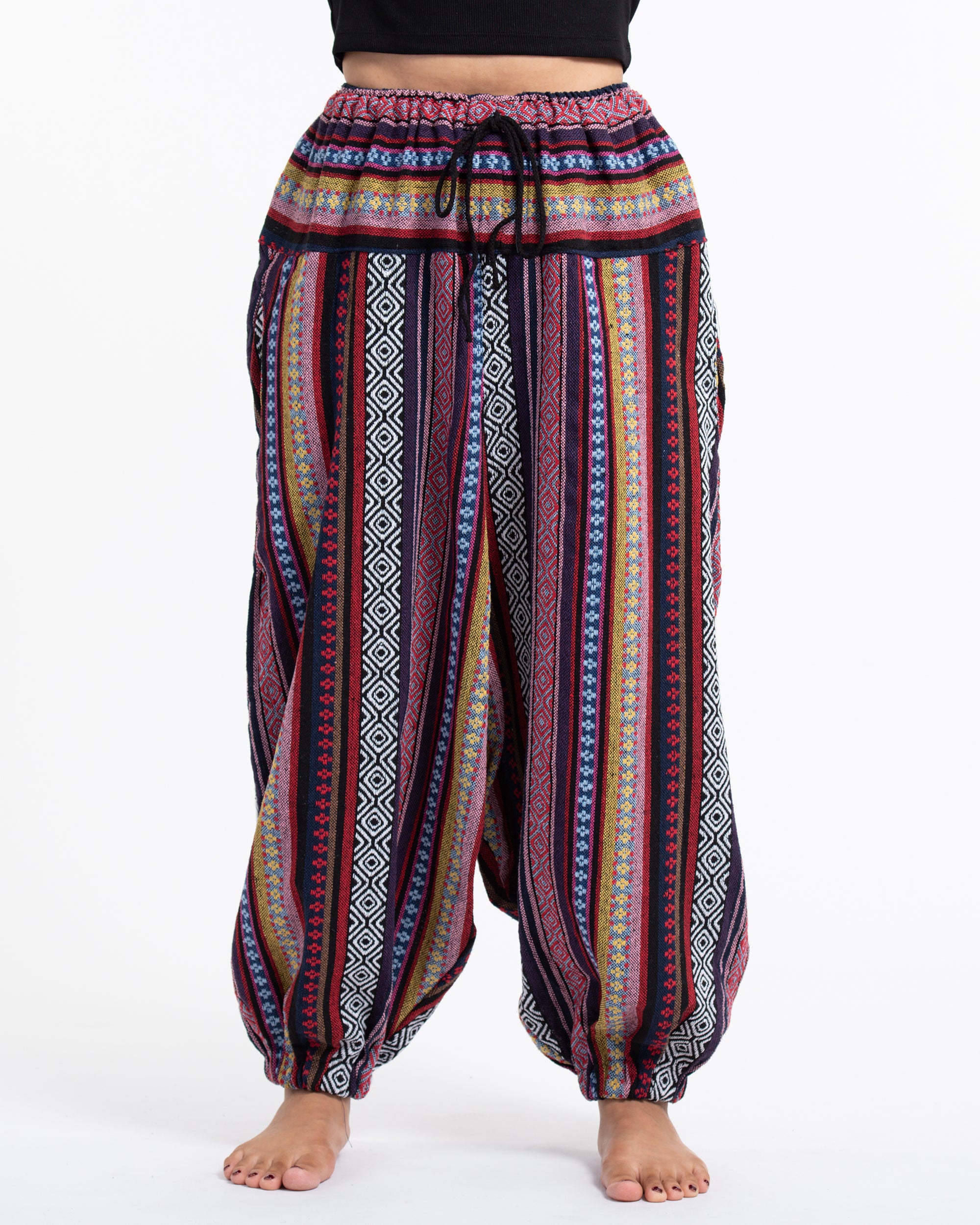 Women's Hill Tribe Low Cut Balloon Pants In Red Pink