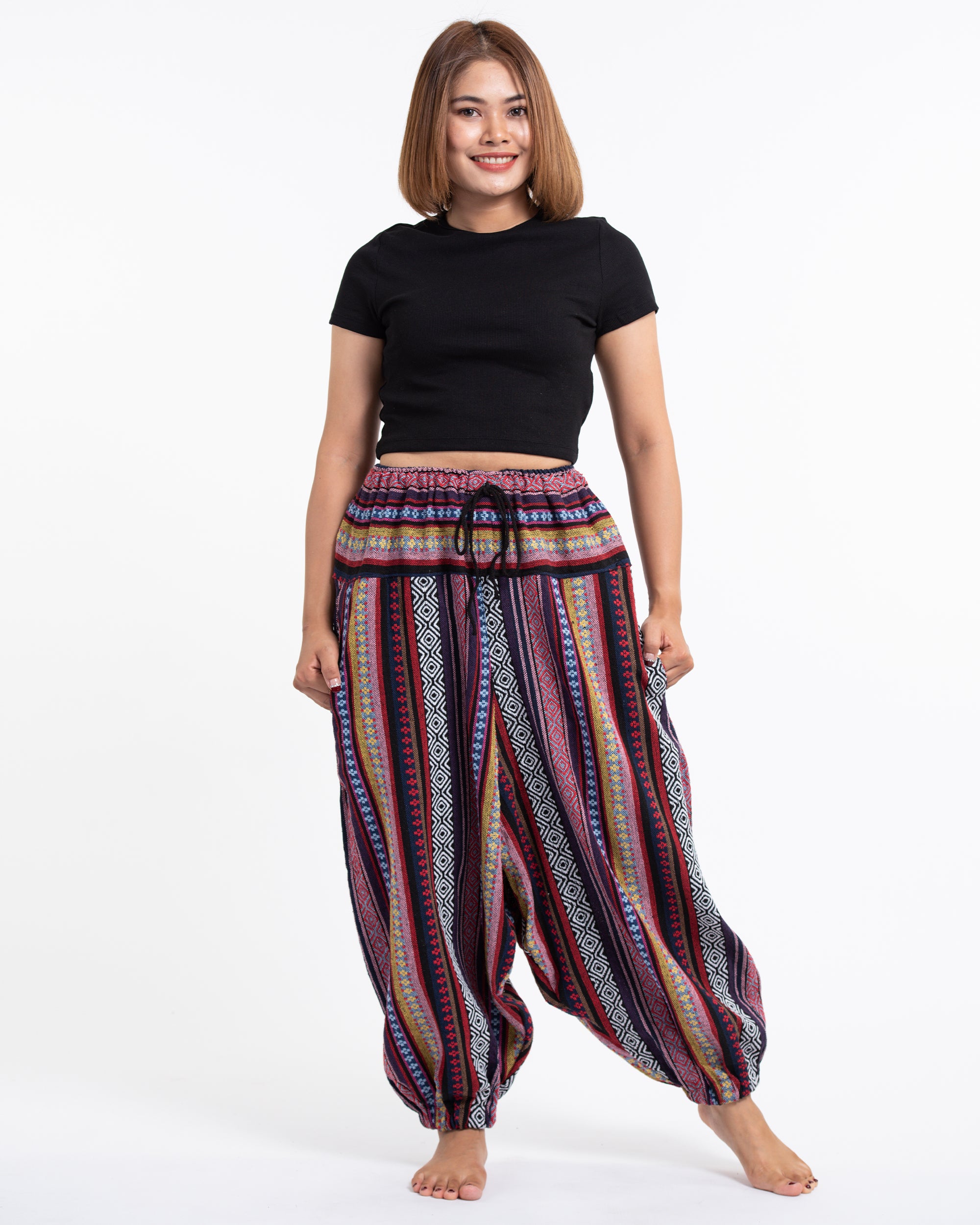 Women's Hill Tribe Low Cut Balloon Pants In Red Pink
