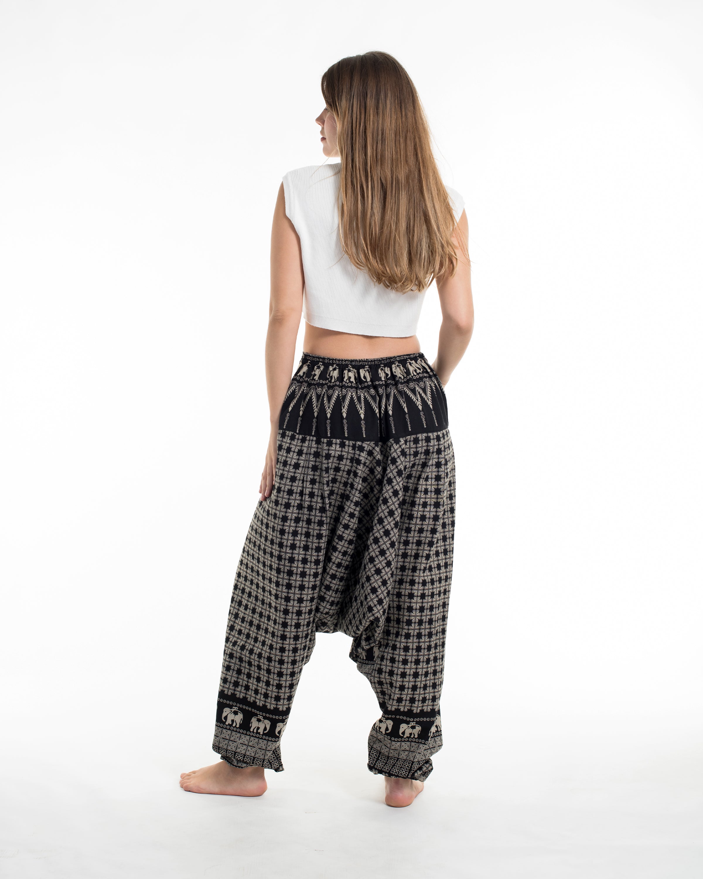 Hill Tribe Elephant Women's Elephant Pants in Black