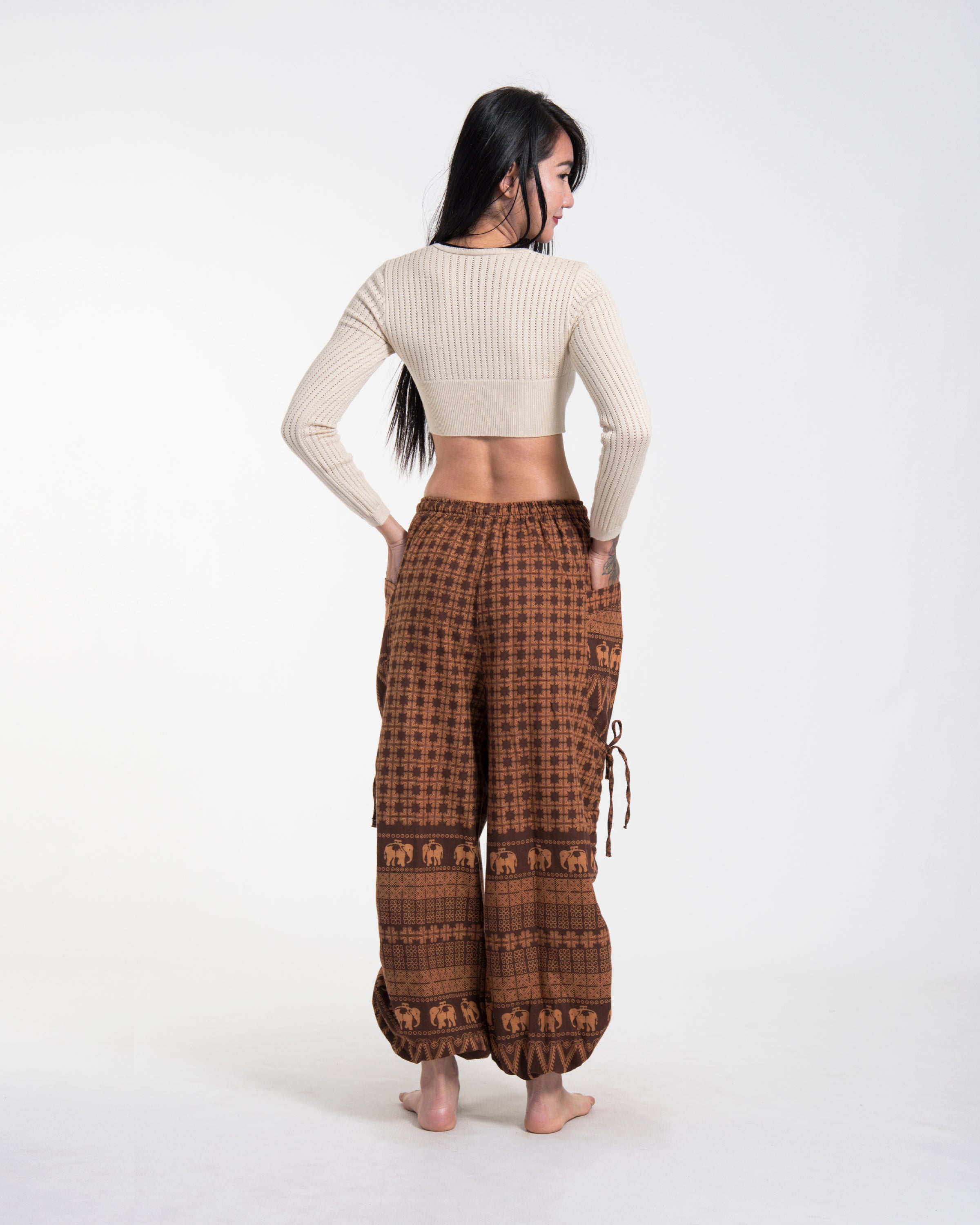 Women's Hill Tribe Cotton Elephant Pants in Brown