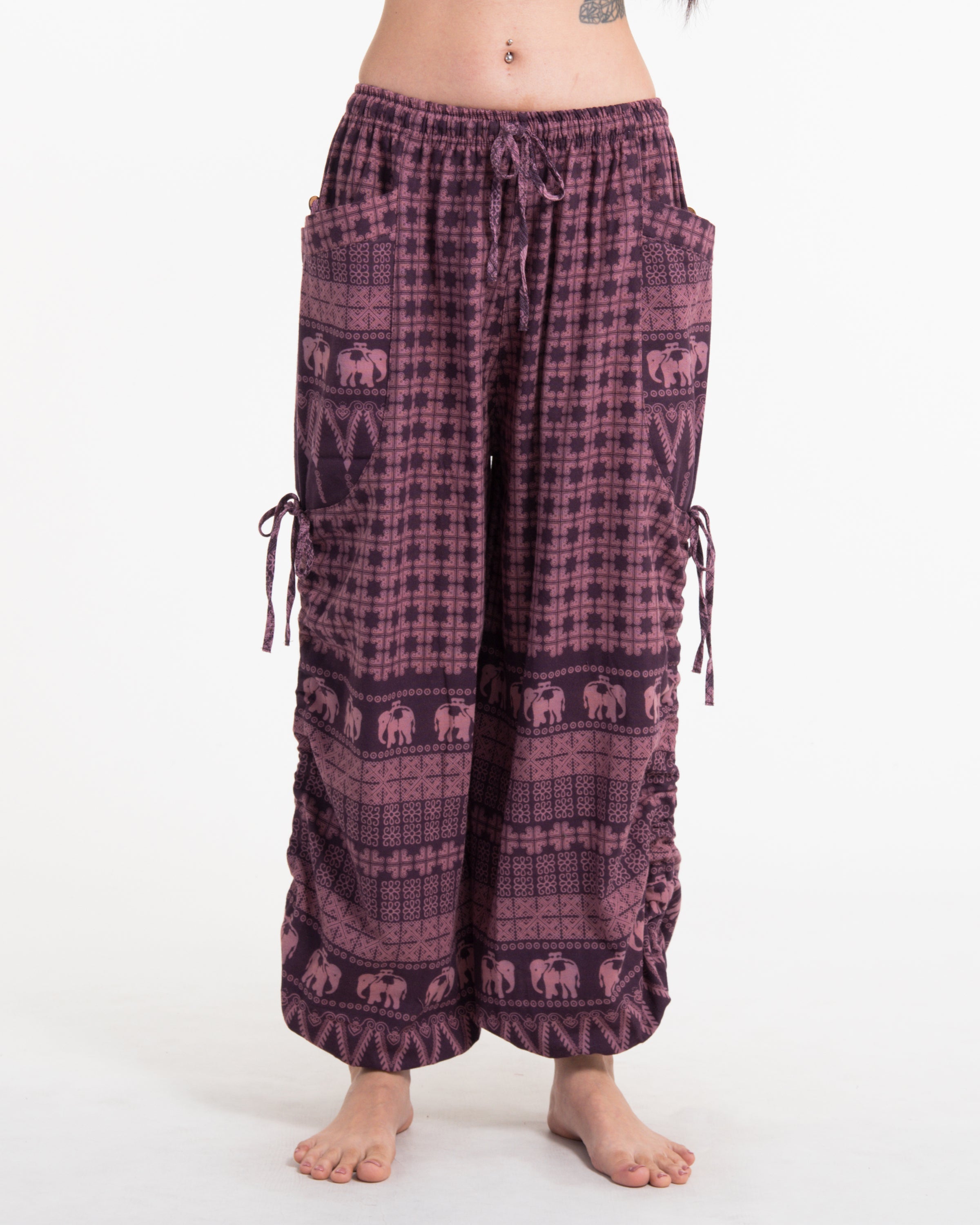 Women's Hill Tribe Cotton Elephant Pants in Purple