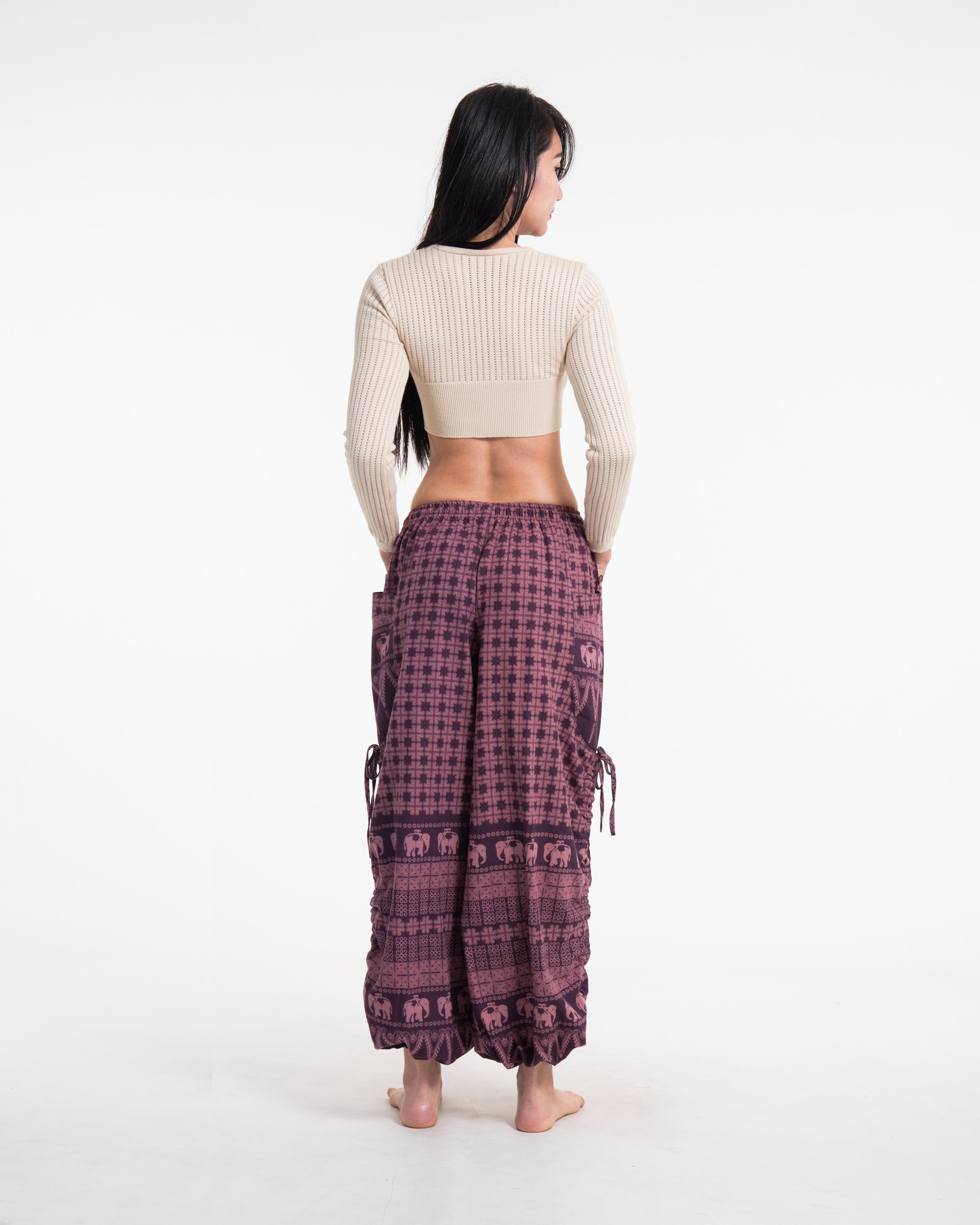 Women's Hill Tribe Cotton Elephant Pants in Purple