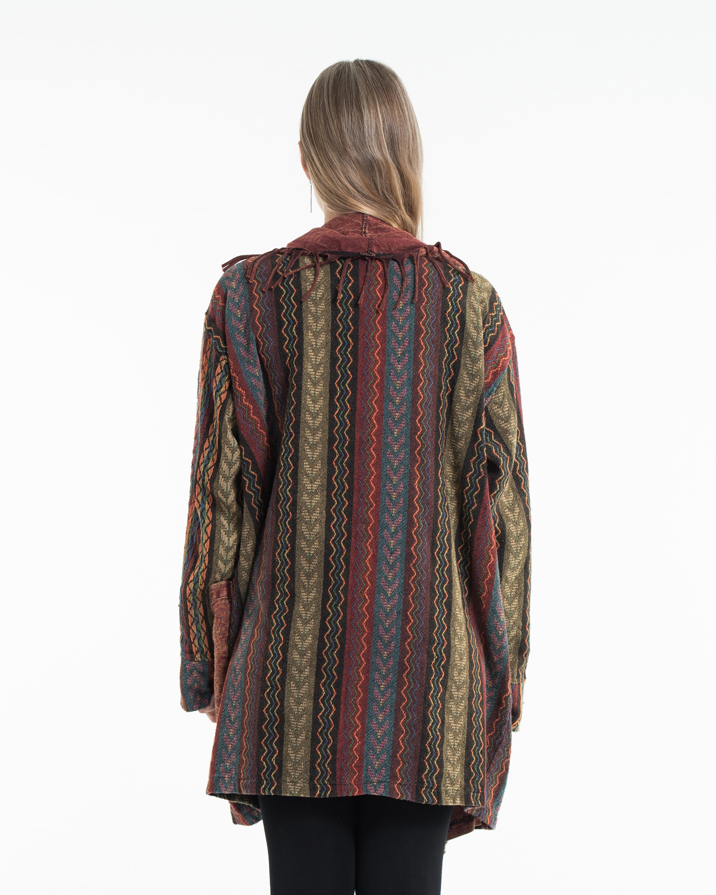 Tribal Cloak Jacket | Stonewash Drape in Brick