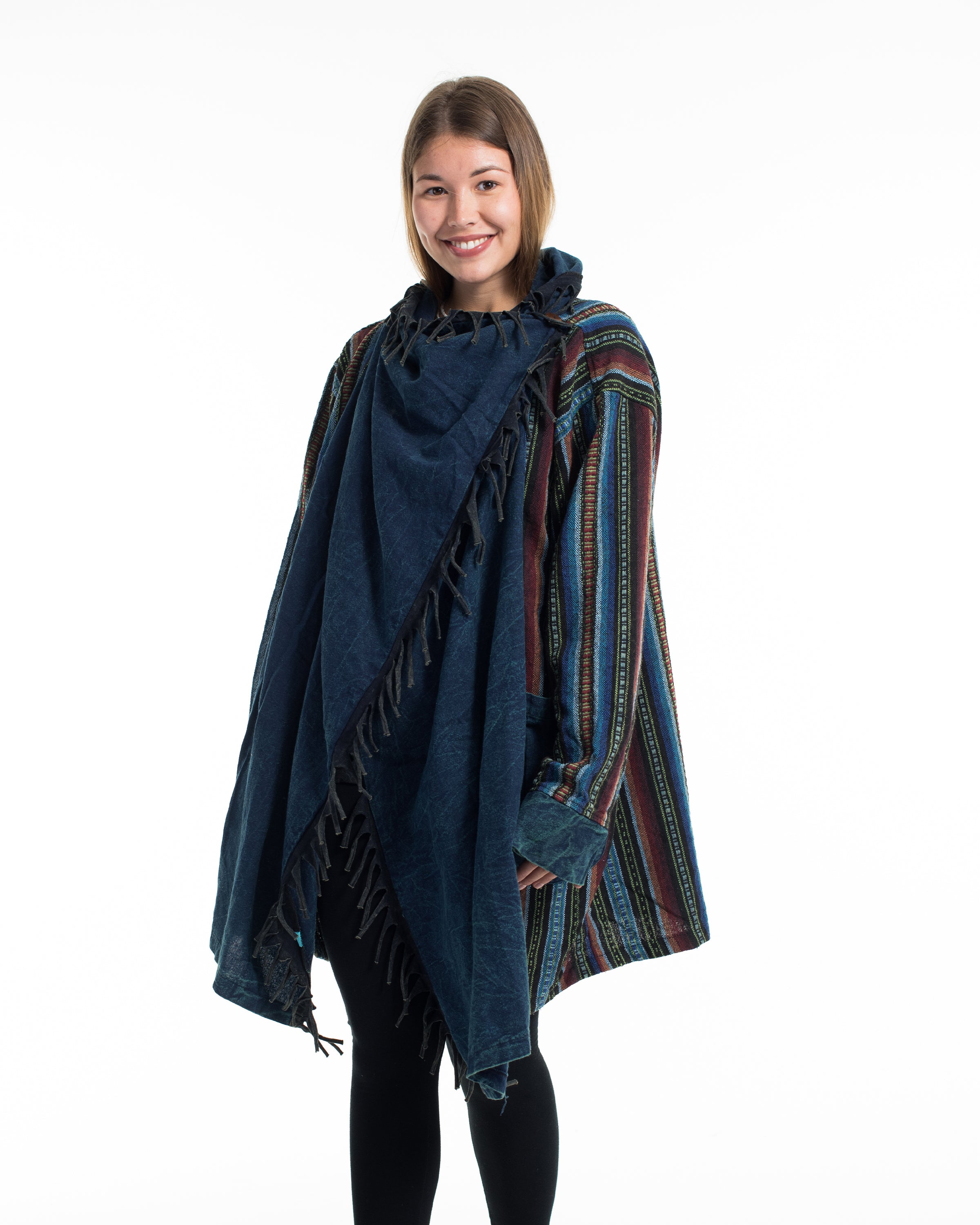 Tribal Cloak Jacket | Stonewash Drape in Denim Blue