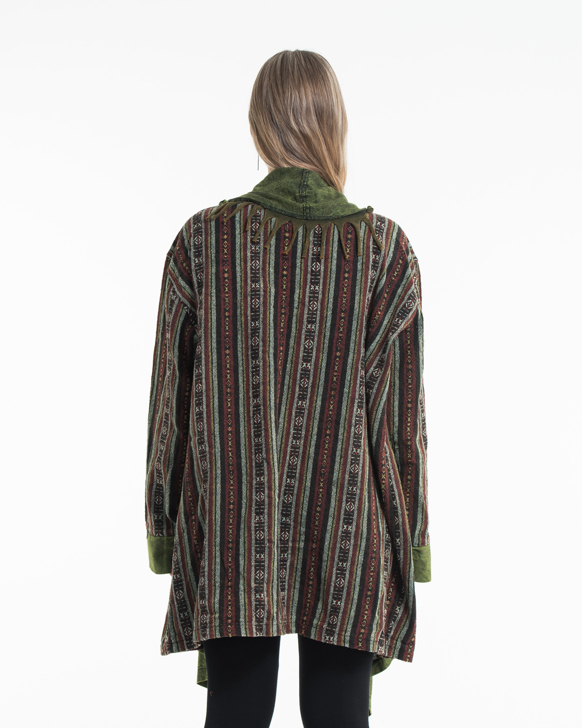 Tribal Cloak Jacket | Stonewash Drape in Olive