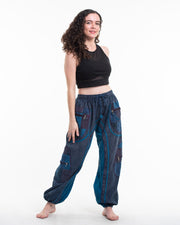 Women's Patchwork Stone Washed Cargo Cotton Pants in Navy 01