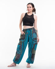 Women's Patchwork Stone Washed Cargo Cotton Pants in Blue 02