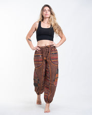 Women's Patchwork Stone Washed Cargo Cotton Pants in Brown 06