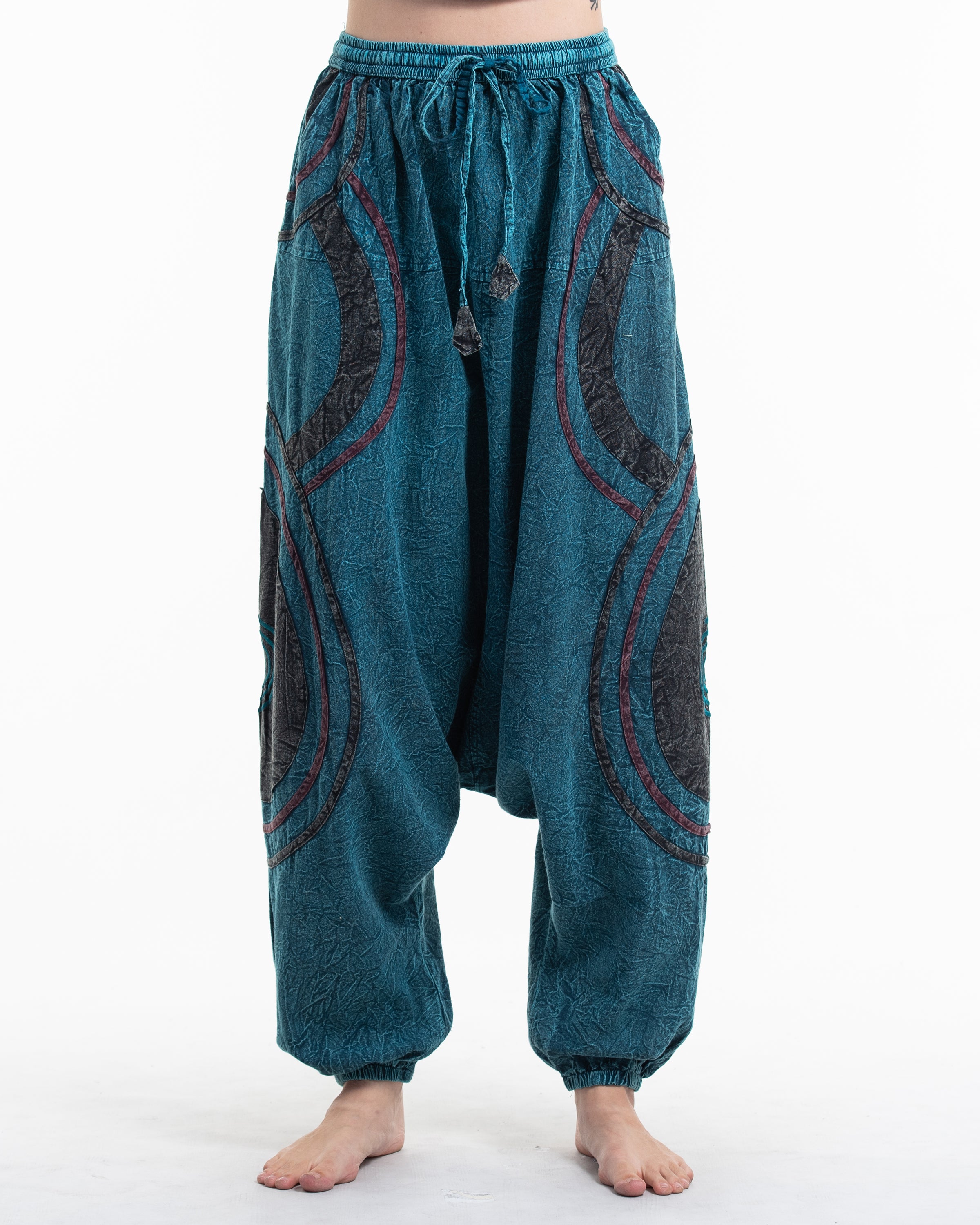 Lapis Mineral Wash Knot High Waist Raw Hem Cotton Pants main image 1