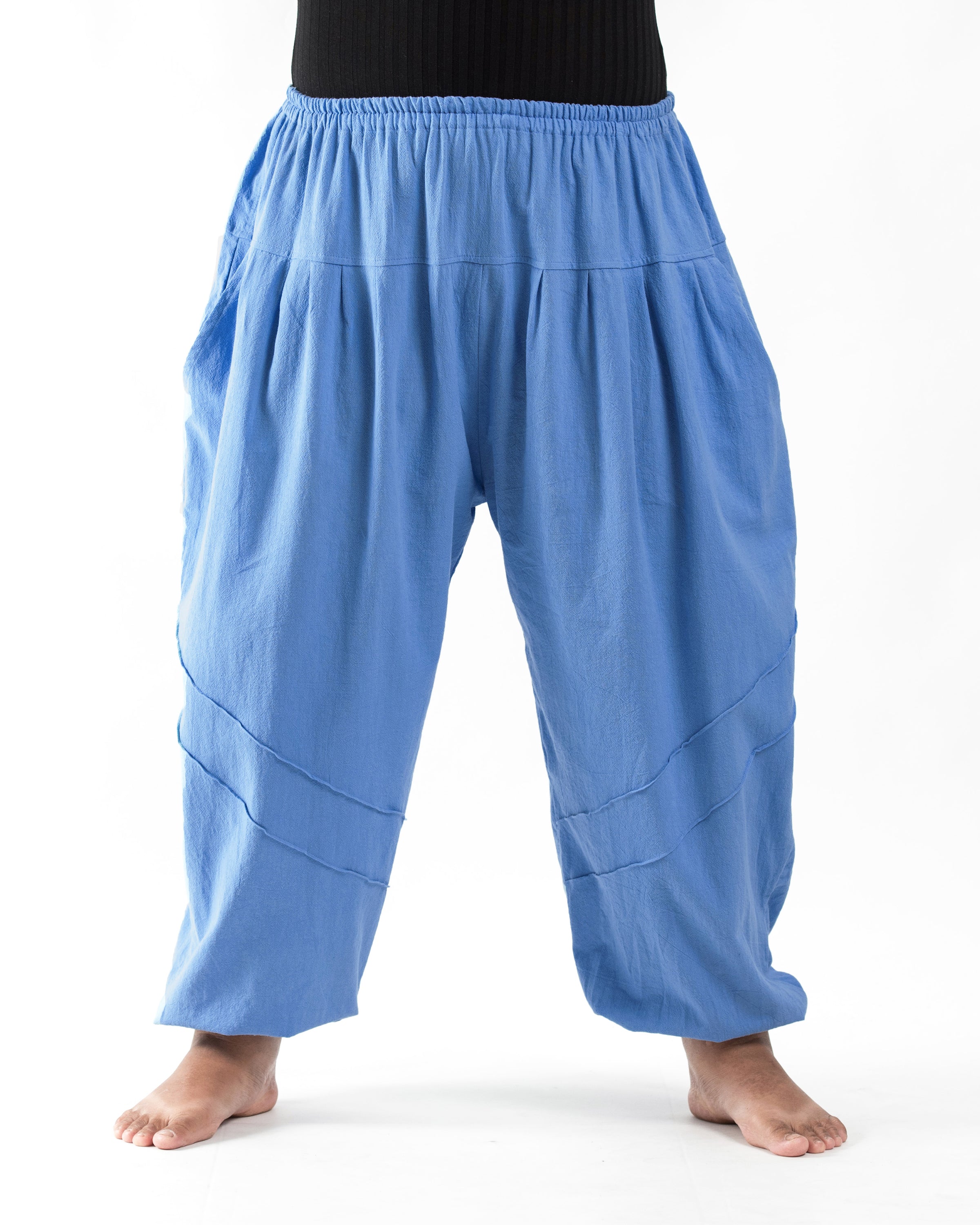Plus Size Genie Women's Cotton Harem Pants in Light Blue