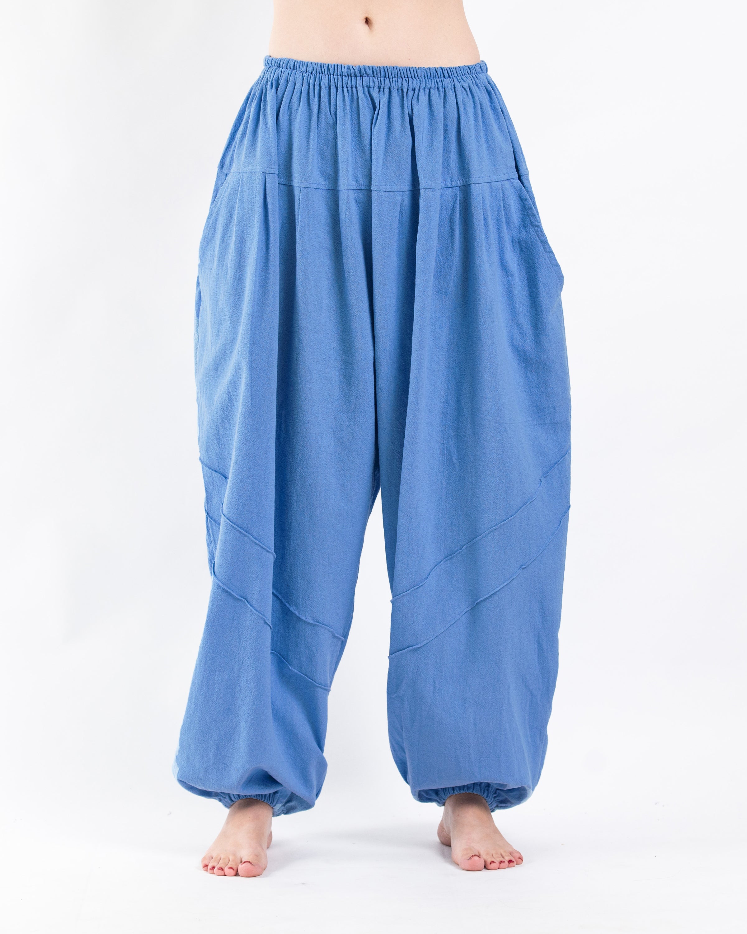 Genie Women's Cotton Harem Pants in Light Blue
