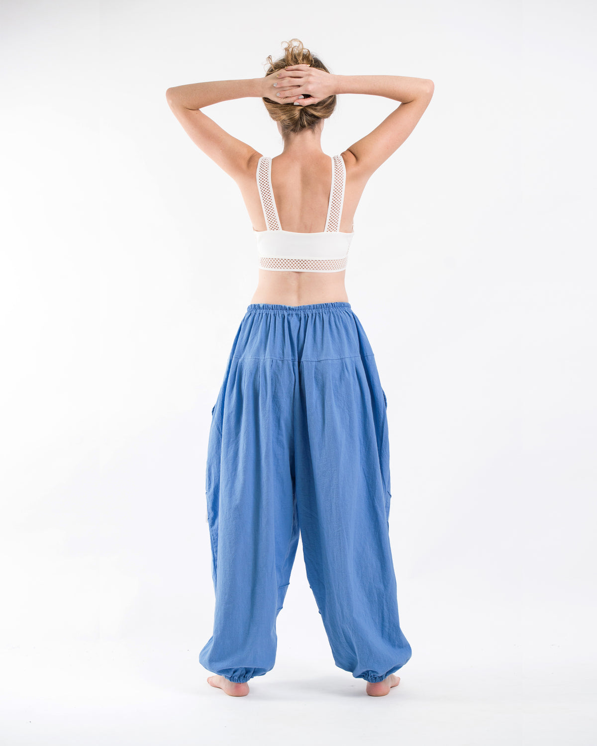 Genie Women's Cotton Harem Pants in Light Blue
