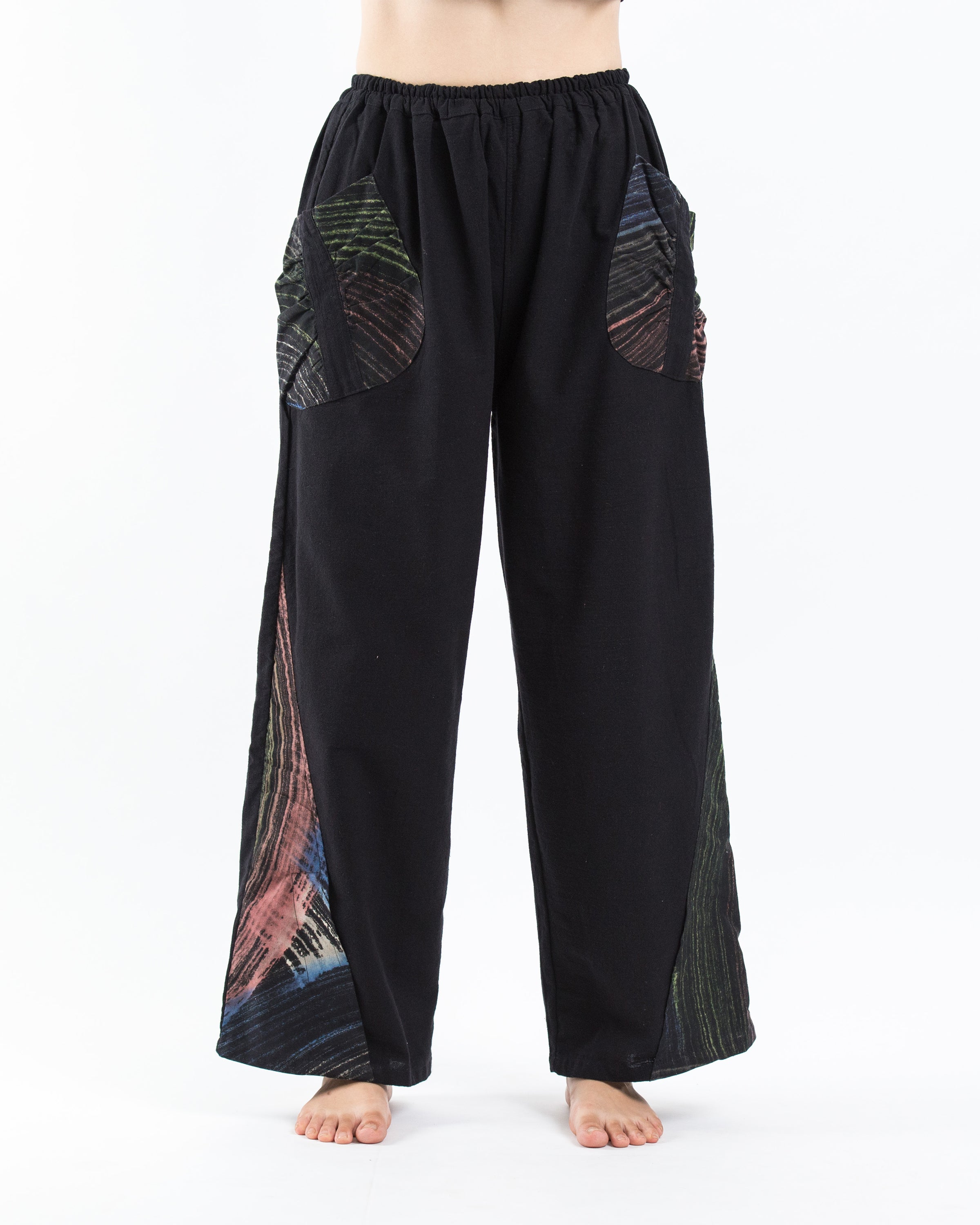 Thai Cotton Women's Pants With Hill Tribe Trim in Black