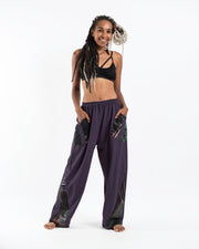 Thai Cotton Women's Pants With Hill Tribe Trim in Violet