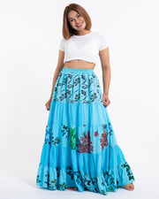 Patchwork Long Skirt in Light Blue