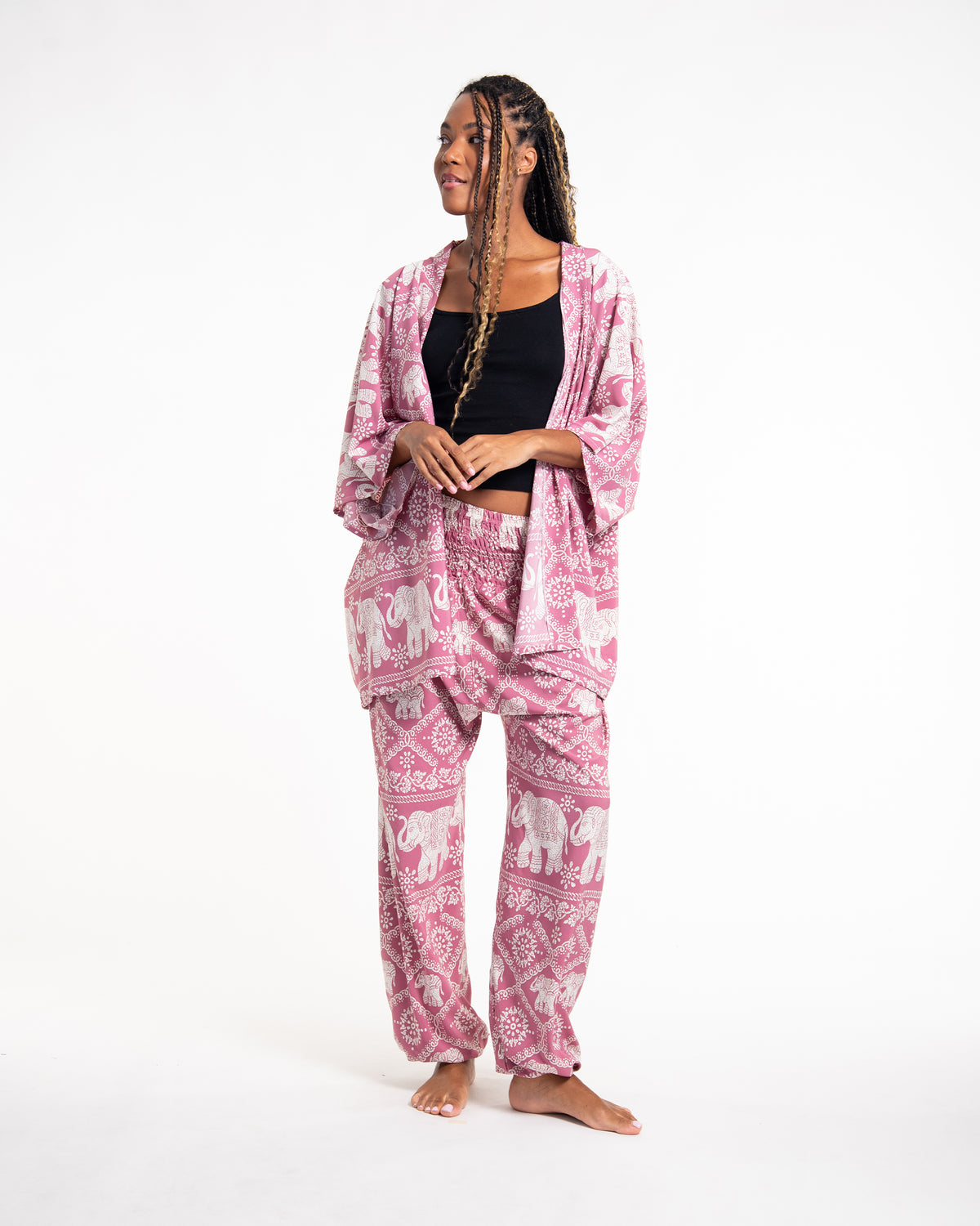 Unisex Diamond Elephant Lounge Set in Pink