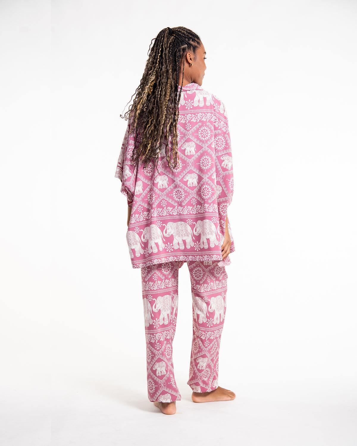 Unisex Diamond Elephant Lounge Set in Pink