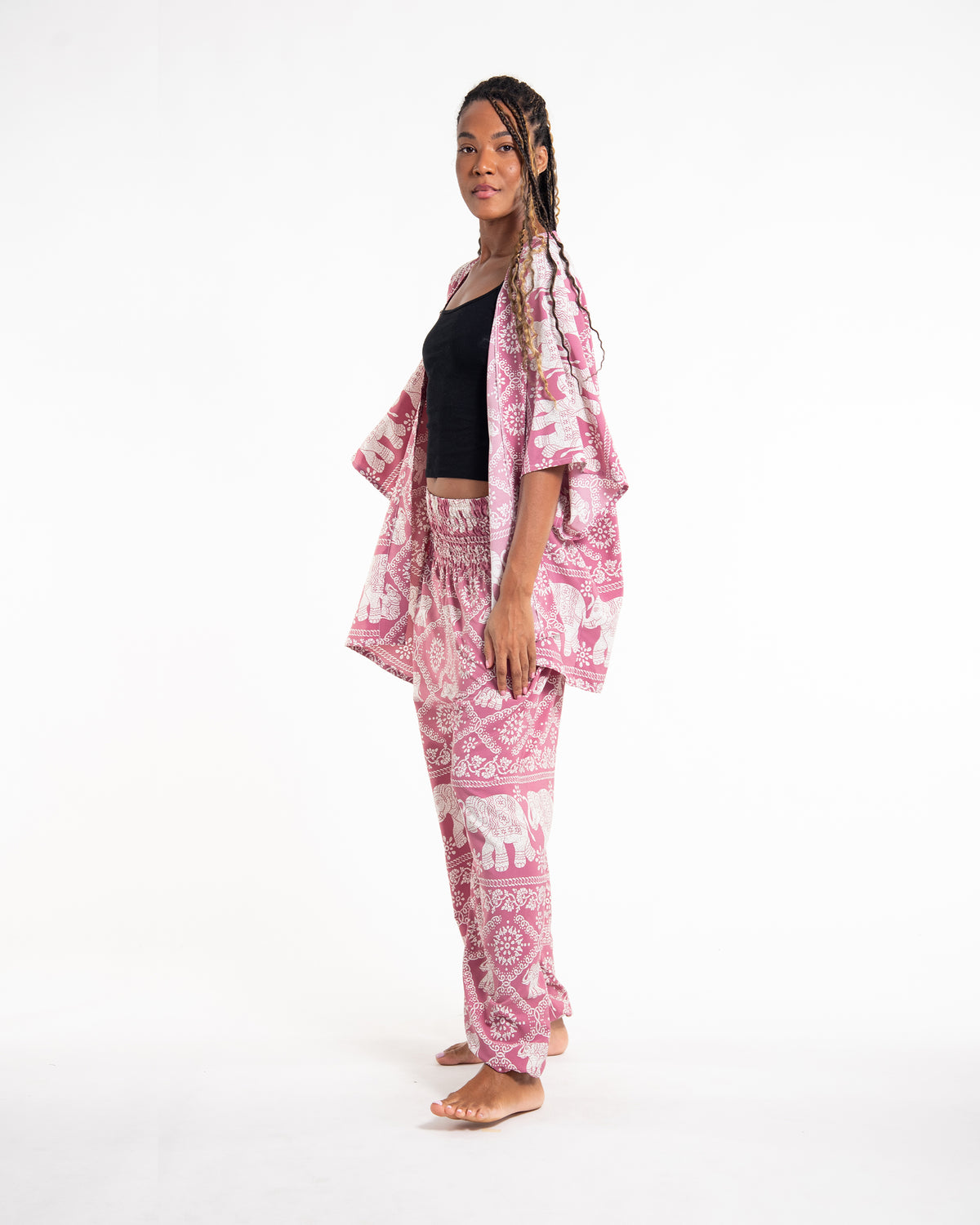 Unisex Diamond Elephant Lounge Set in Pink
