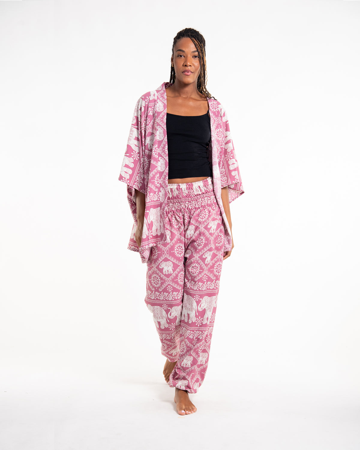 Unisex Diamond Elephant Lounge Set in Pink