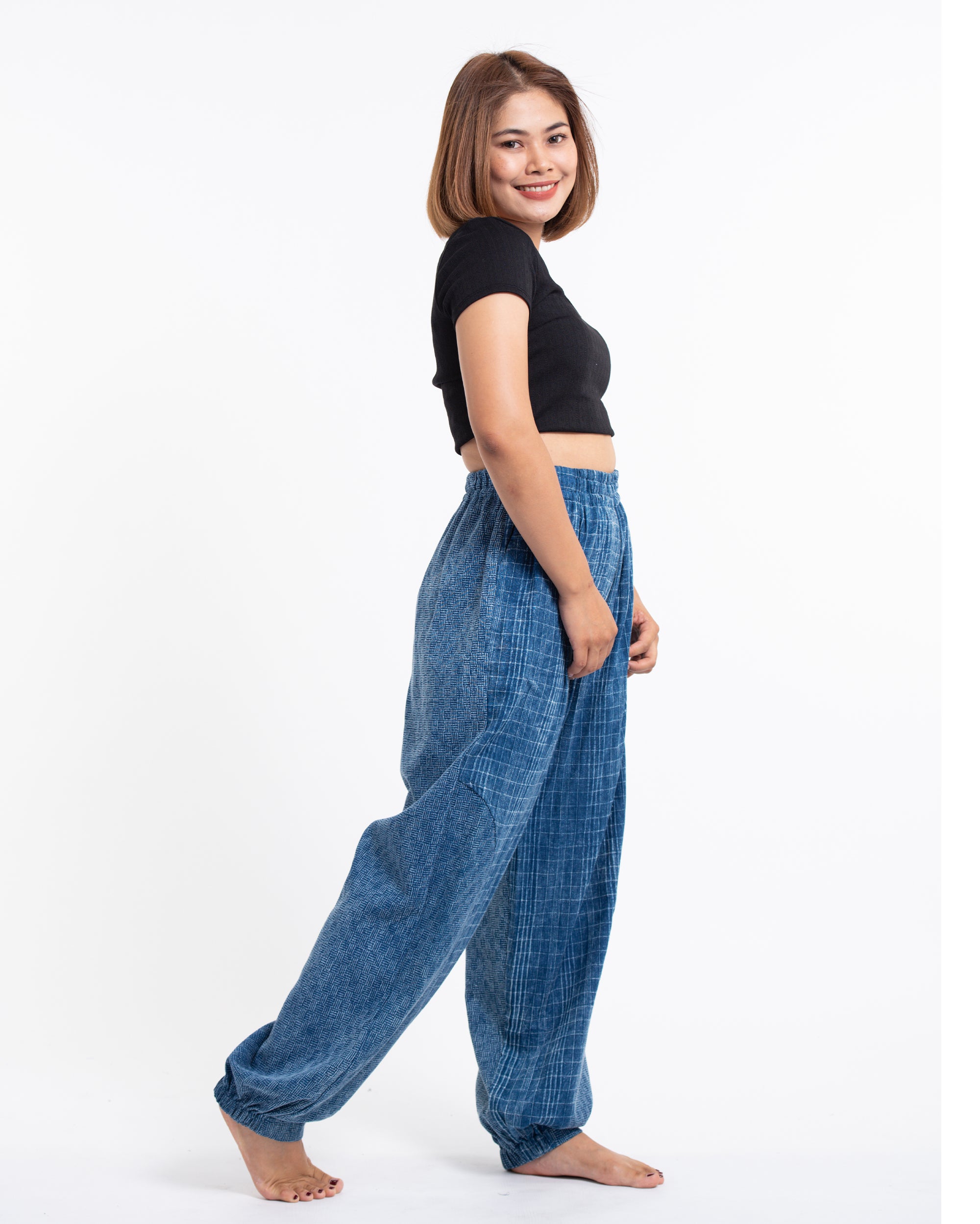 Women's Stone Washed Cotton Pants in Indigo