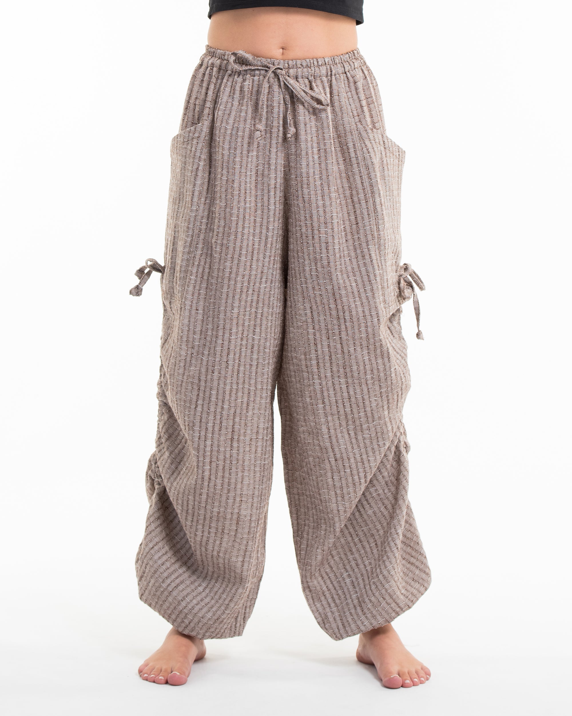 Women's Ribbed Tencel Cotton Blend Pants in Brown