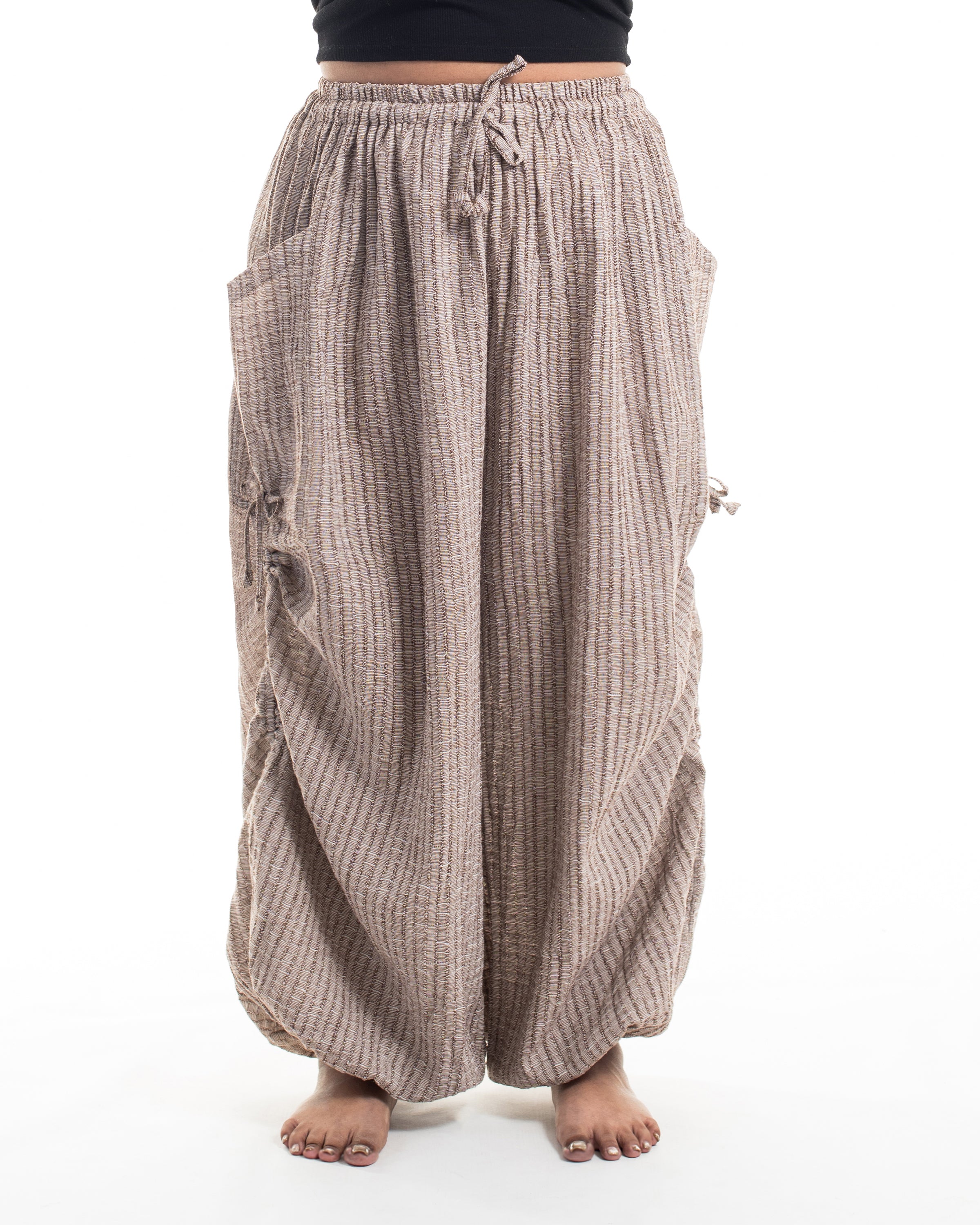 Plus Size Women's Ribbed Tencel Cotton Blend Pants in Brown