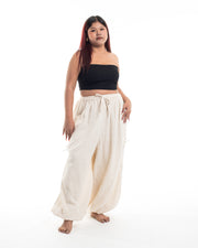 Plus Size Women's Ribbed Linen Cotton Blend Pants in Natural