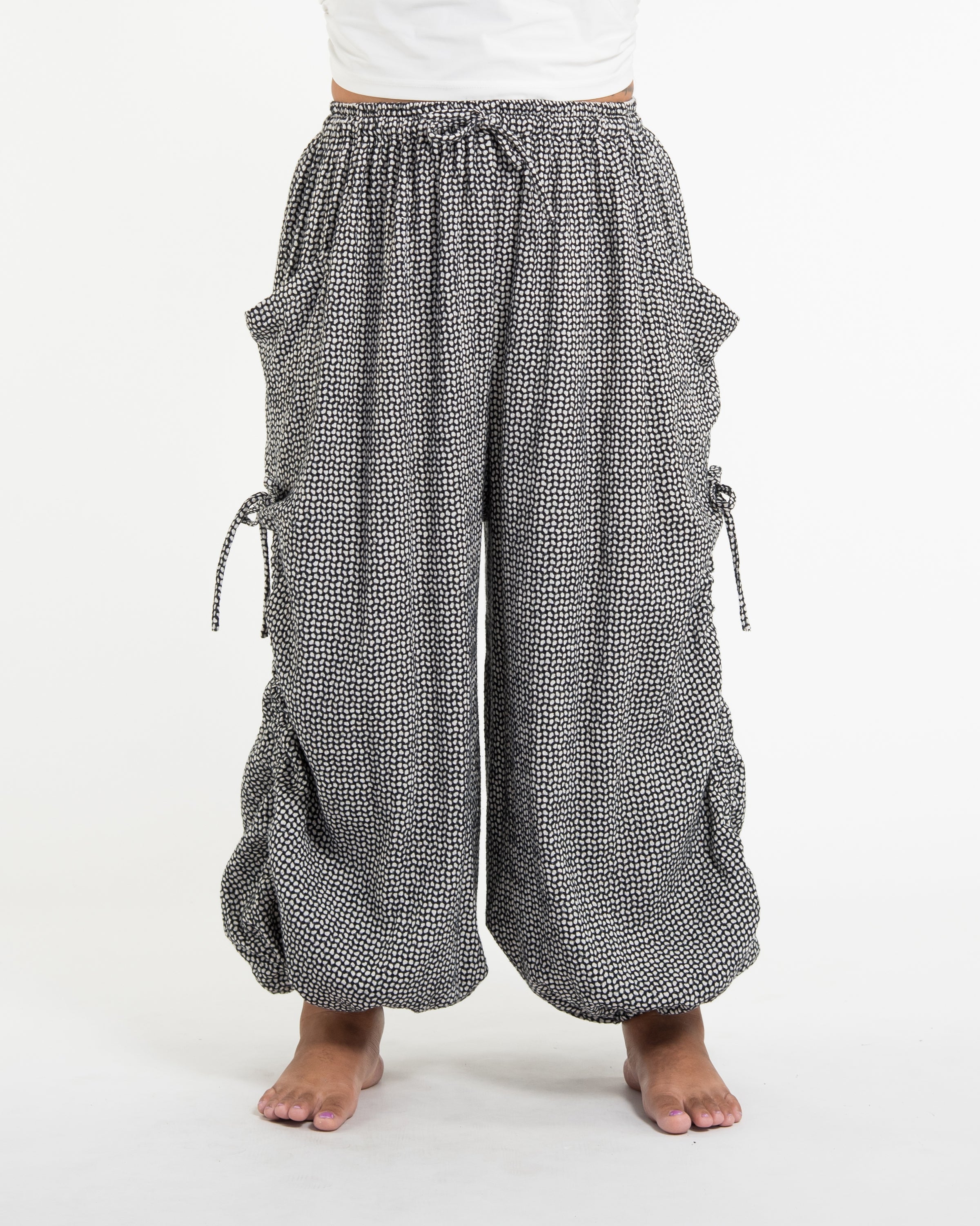 Plus Size Women's Ribbed Linen Cotton Blend Pants in Black