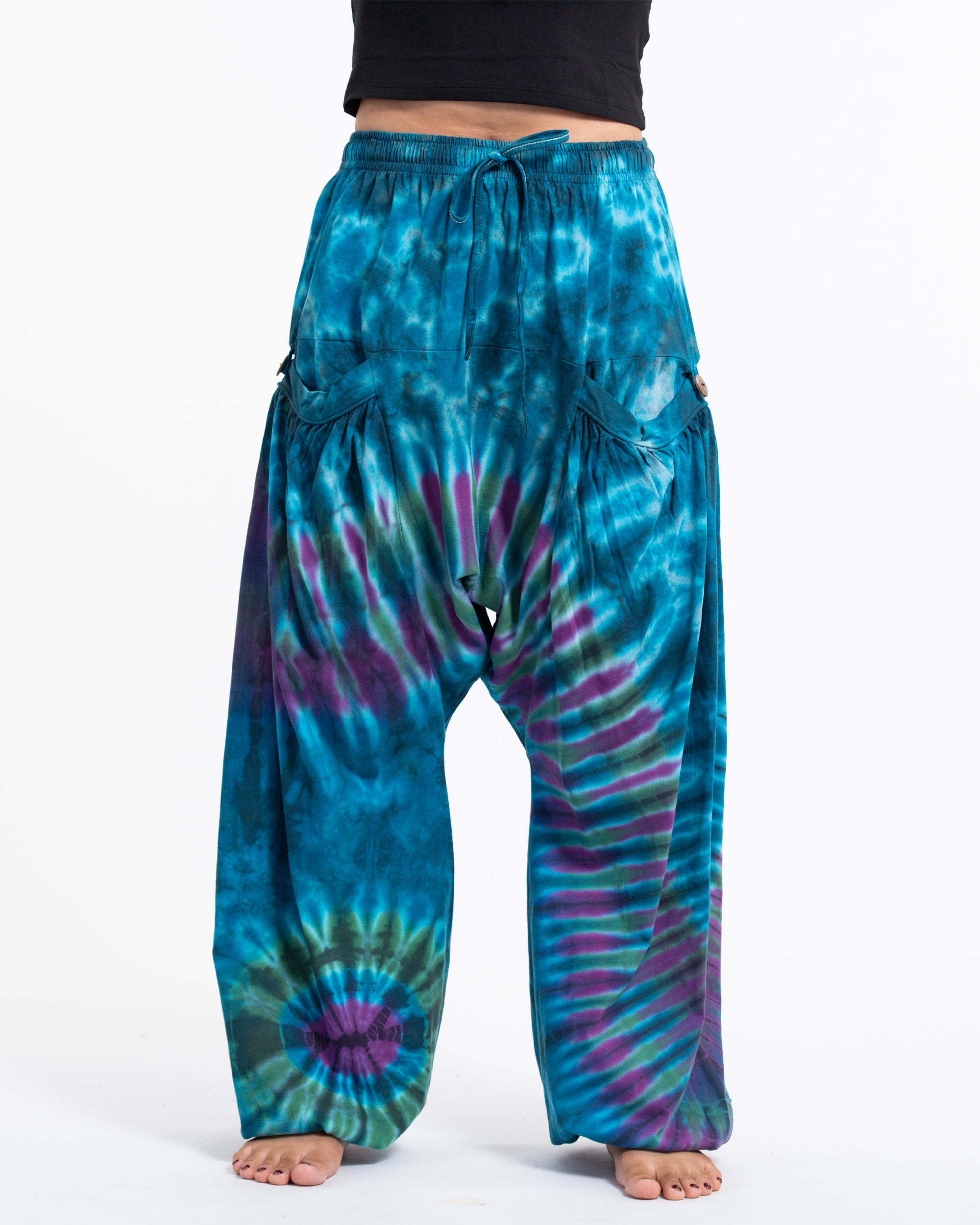 Tie Dye Cotton Women Harem Pants in Blue