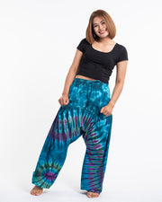 Tie Dye Cotton Women Harem Pants in Blue