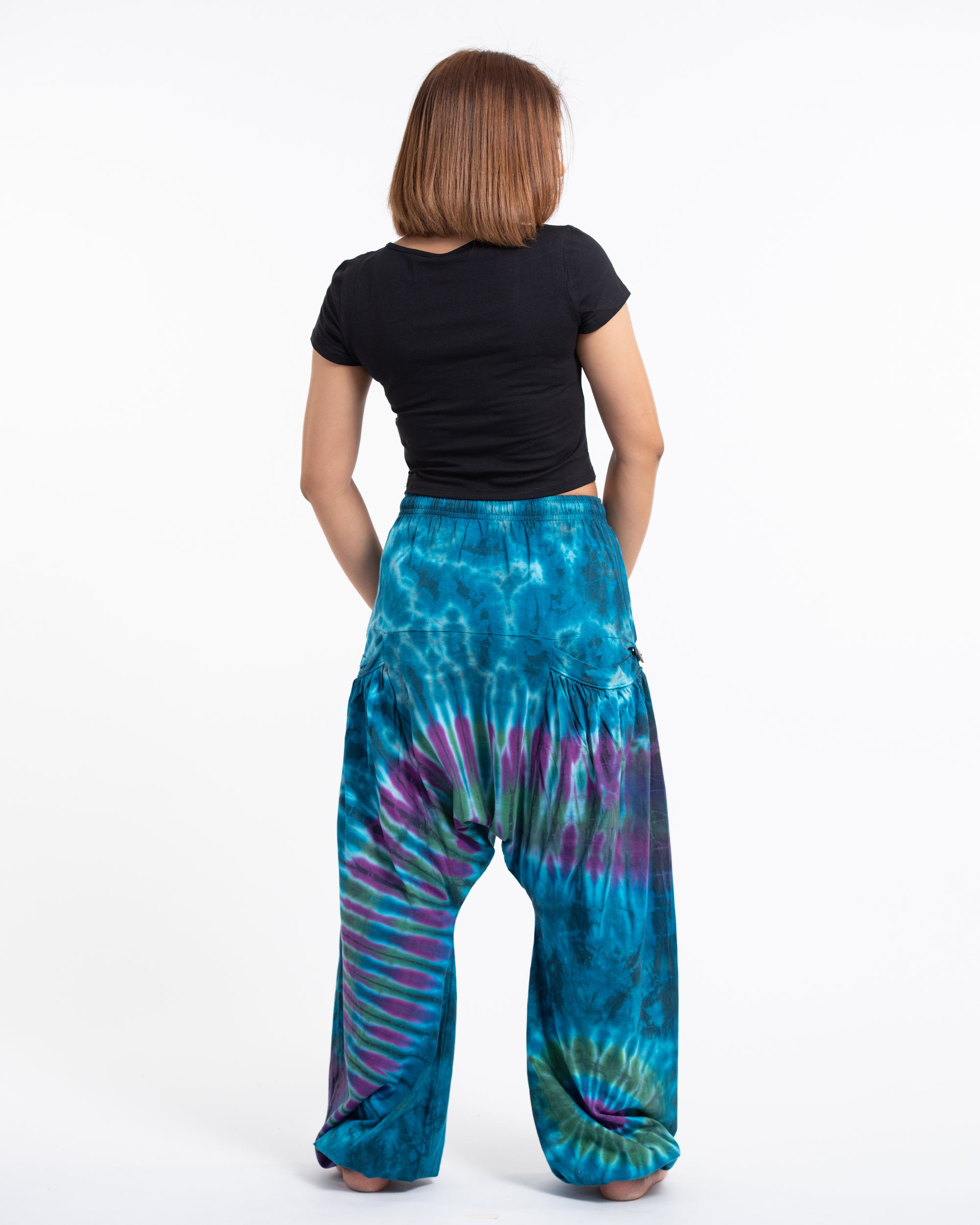 Tie Dye Cotton Women Harem Pants in Blue