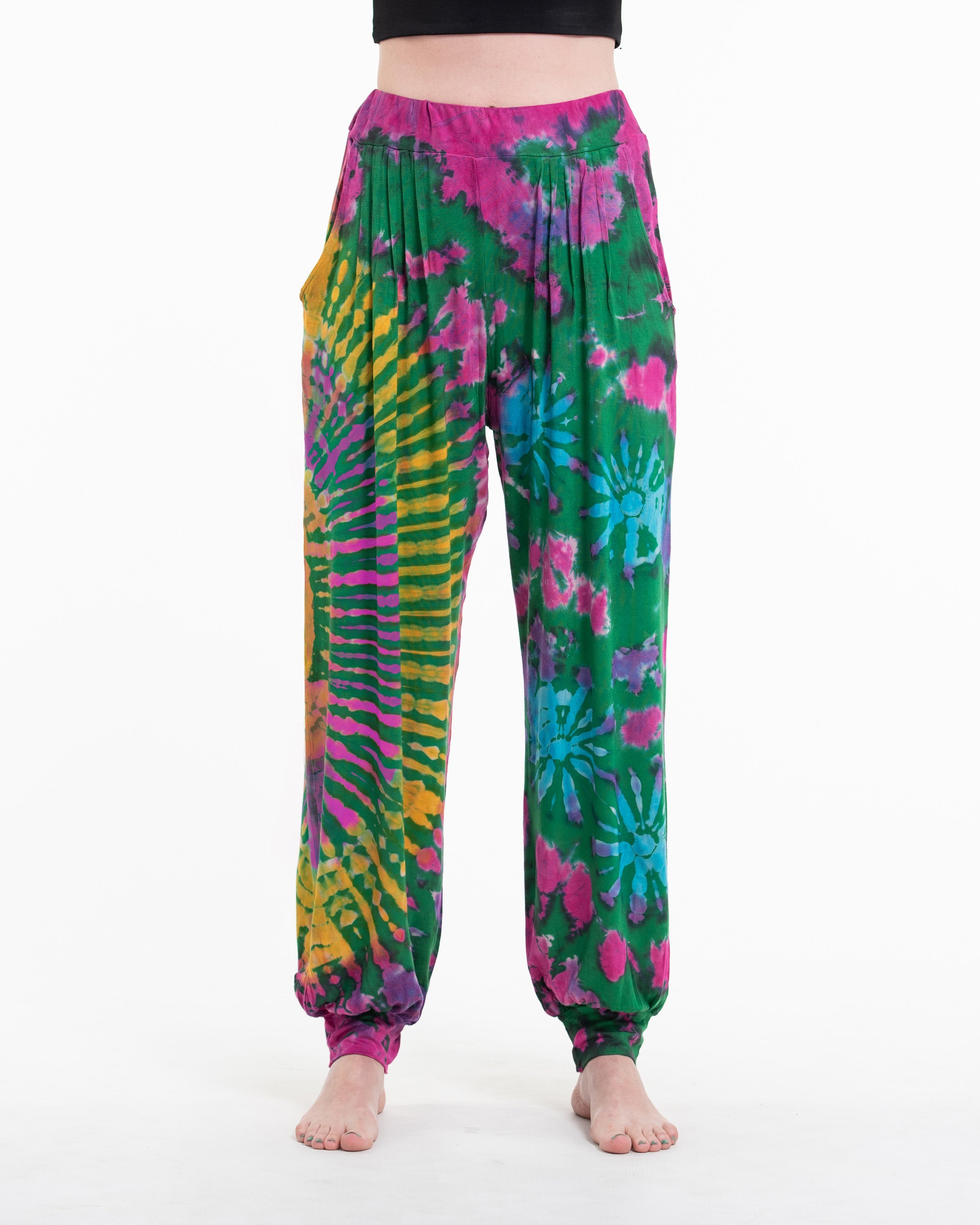 Soft Flex Womens Tie Dye Harem Pants in Green