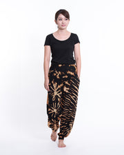 Soft Flex Womens Tie Dye Harem Pants in Black Orange