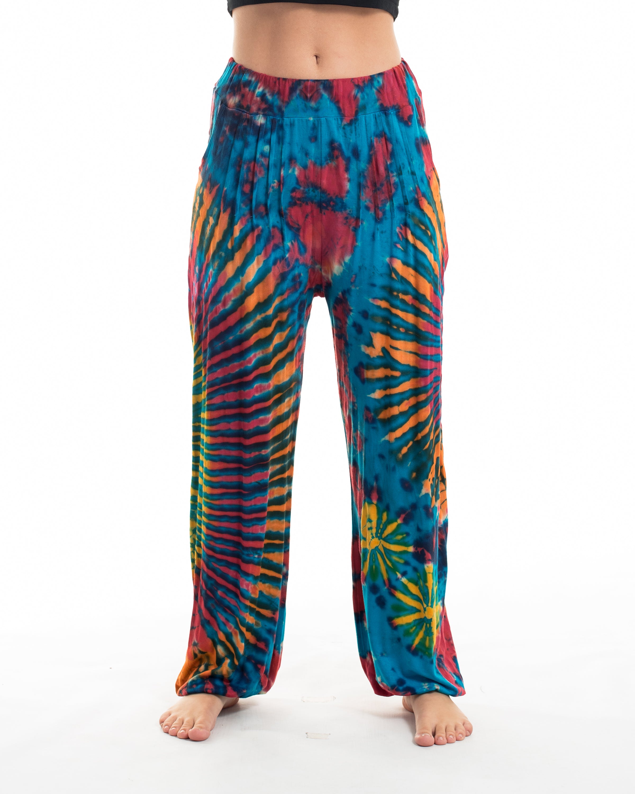 Soft Flex Womens Tie Dye Harem Pants in Blue