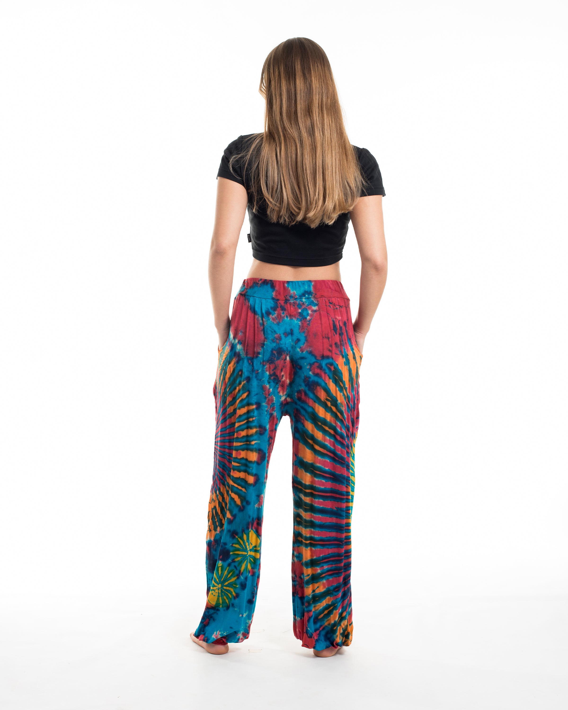 Soft Flex Womens Tie Dye Harem Pants in Blue