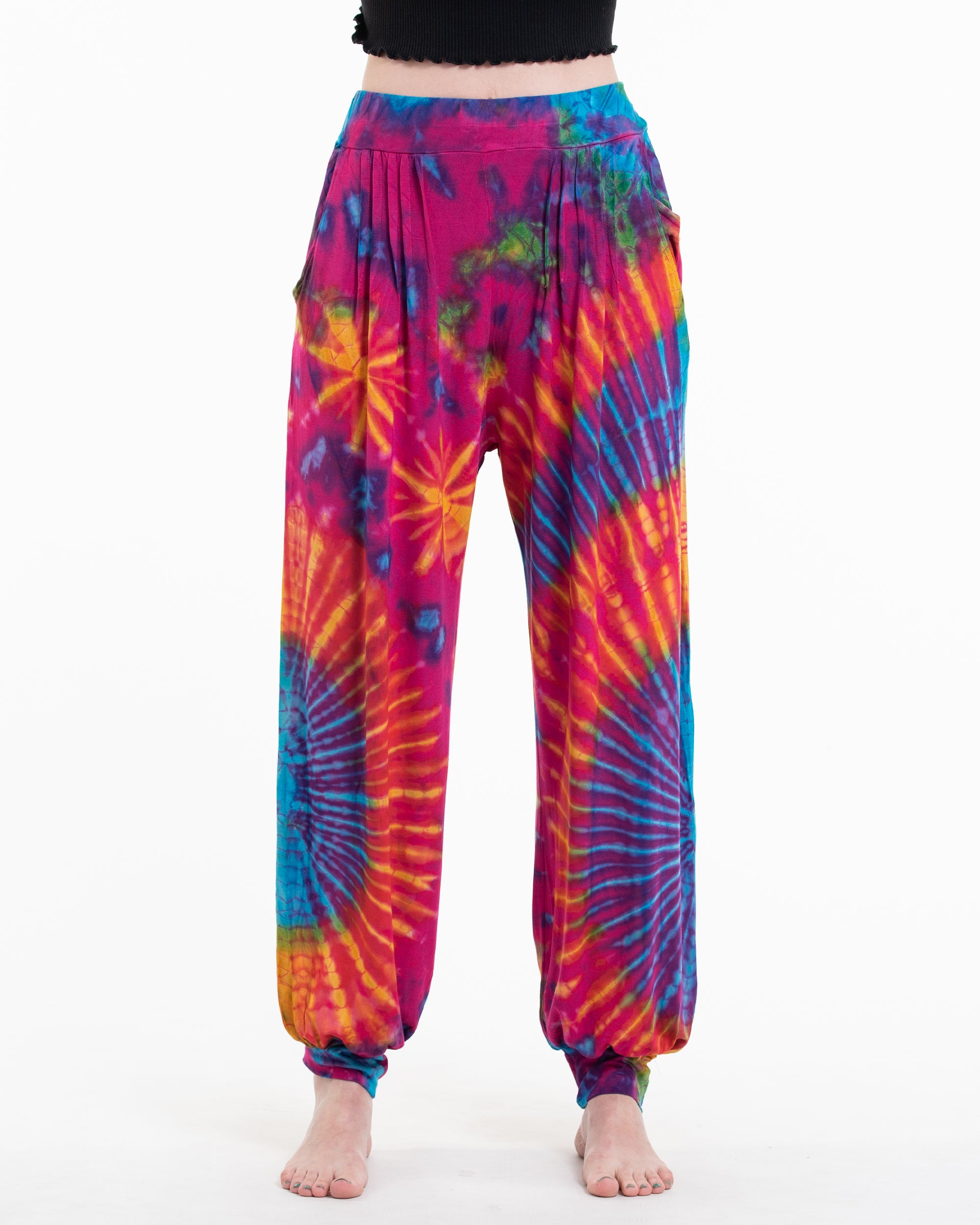 Soft Flex Womens Tie Dye Harem Pants in Pink