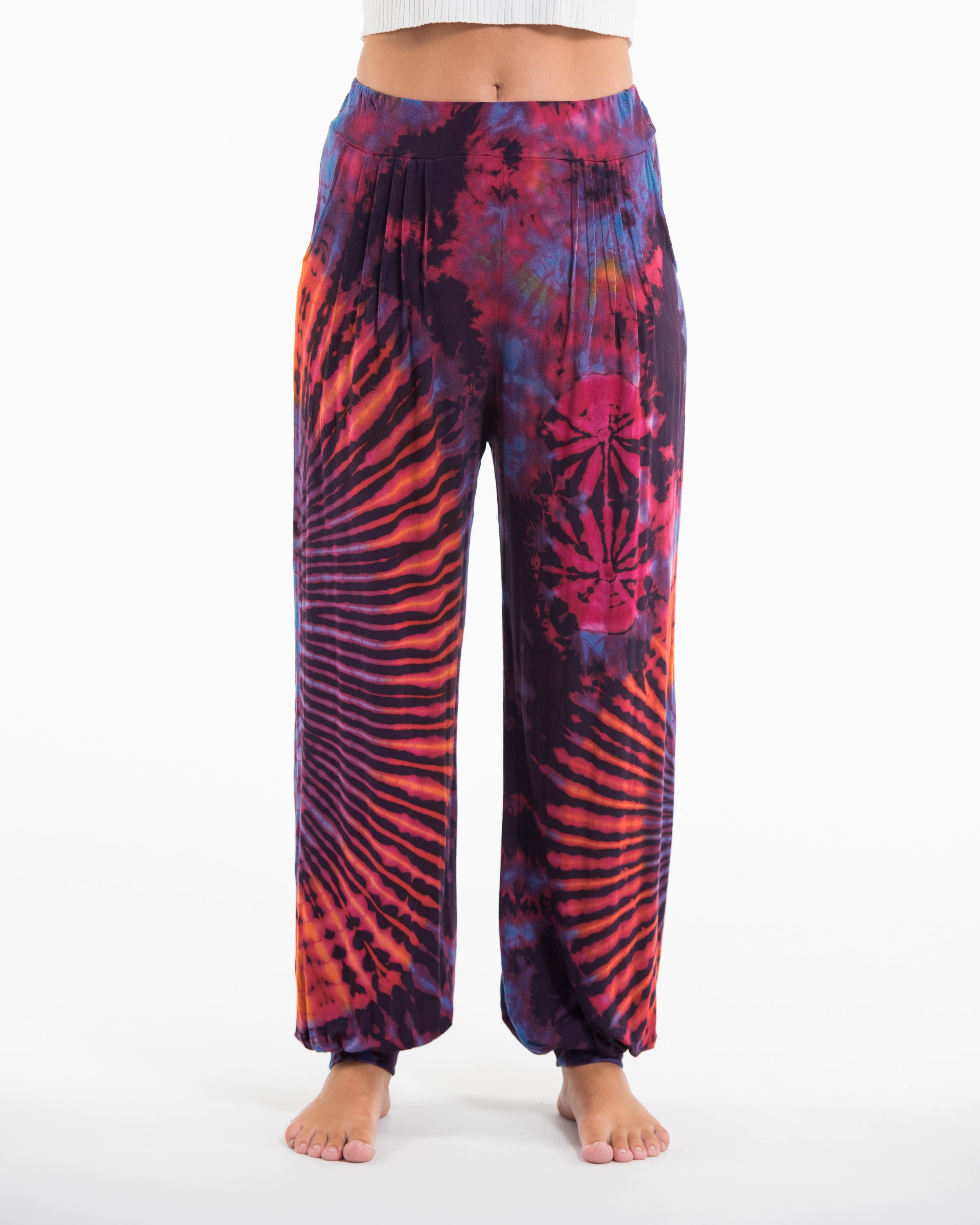 Soft Flex Womens Tie Dye Harem Pants in Purple