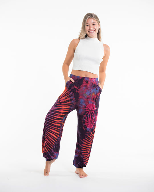 Tie Dye Cotton Women Harem Pants in Purple
