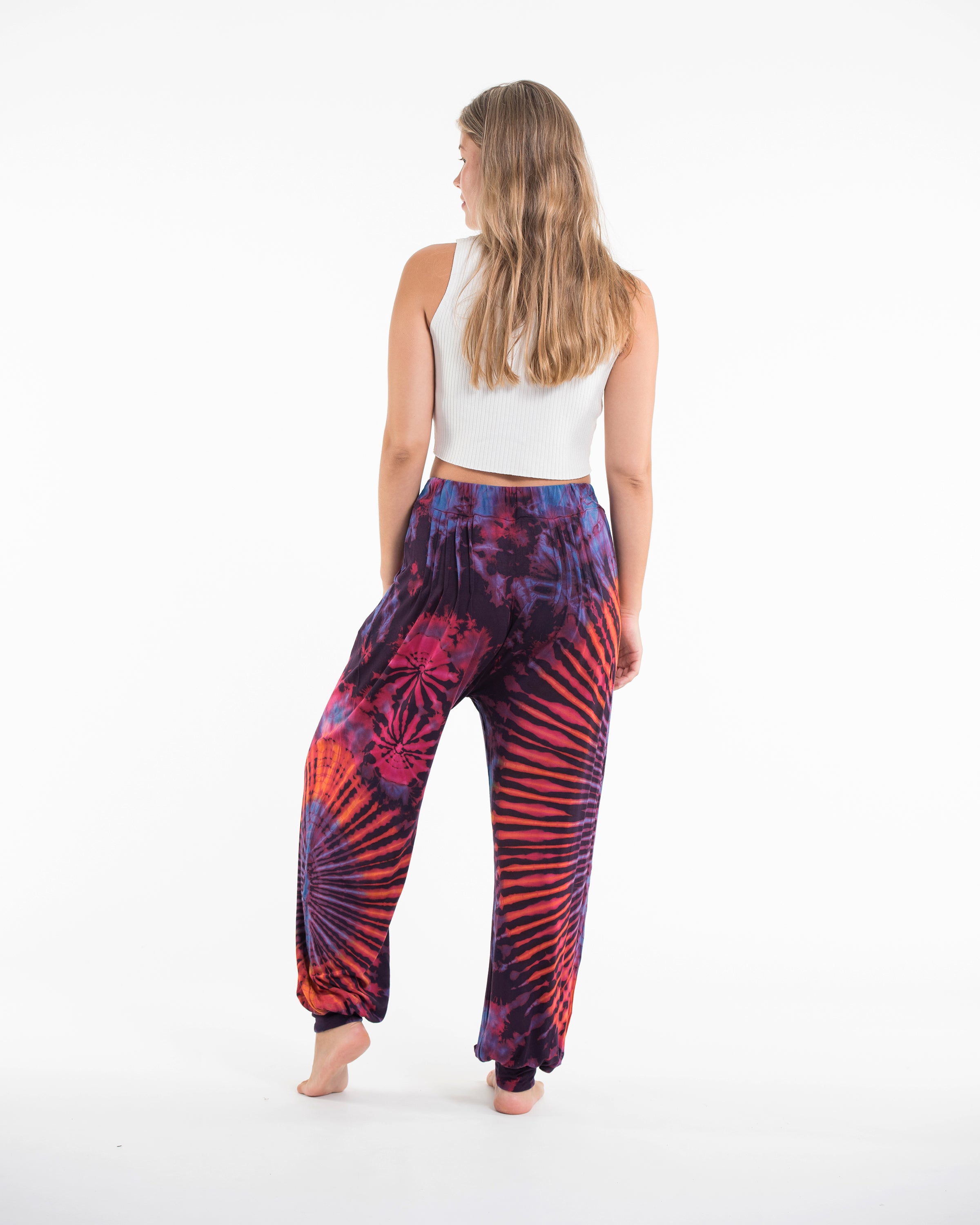 Soft Flex Womens Tie Dye Harem Pants in Purple
