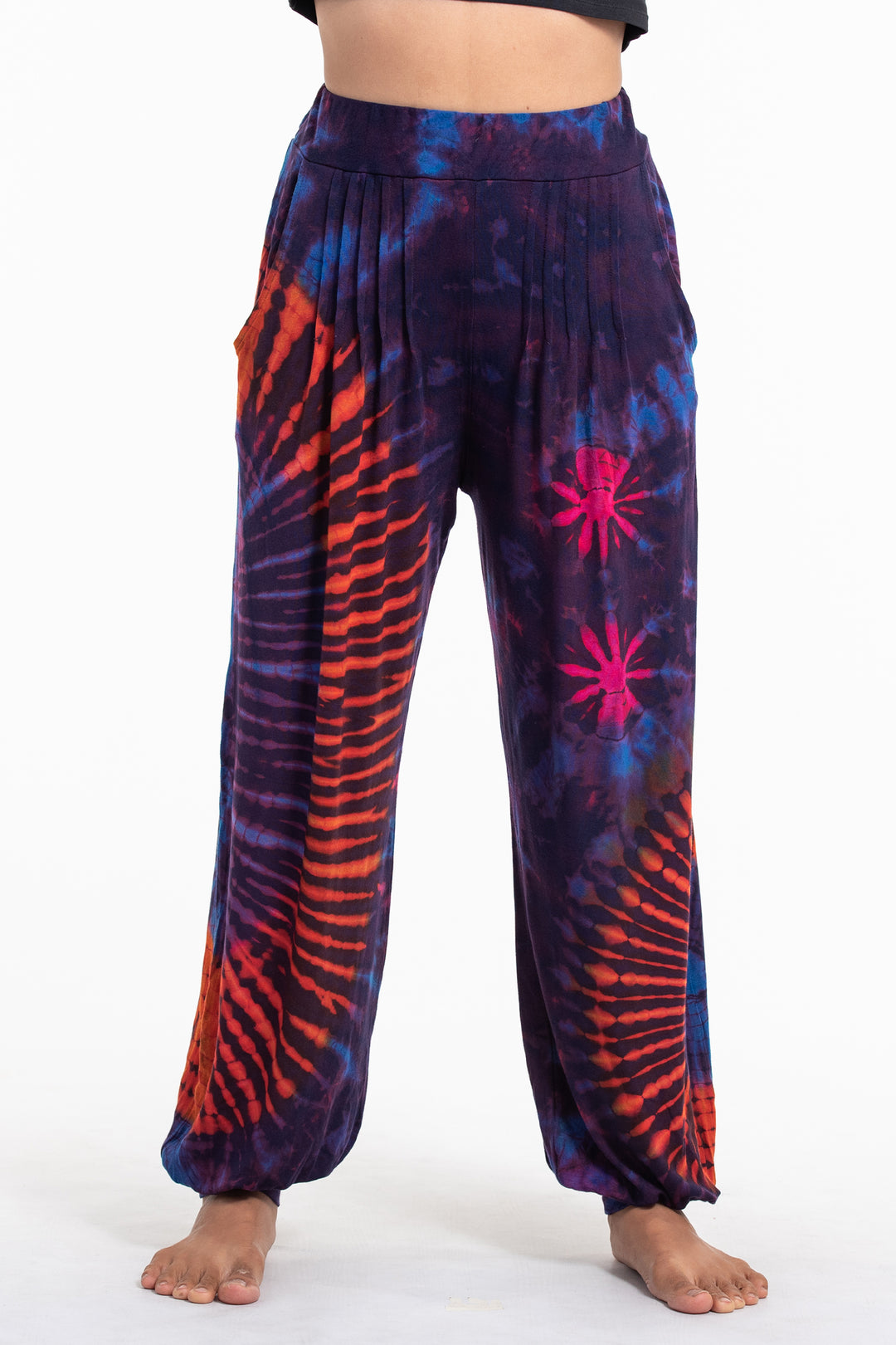 Plus Size Women Vintage Winter Tie-dye Fleece-lined Harem Pants