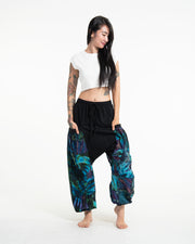 Tie Dye Cotton Women Harem Pants in Patchwork Black